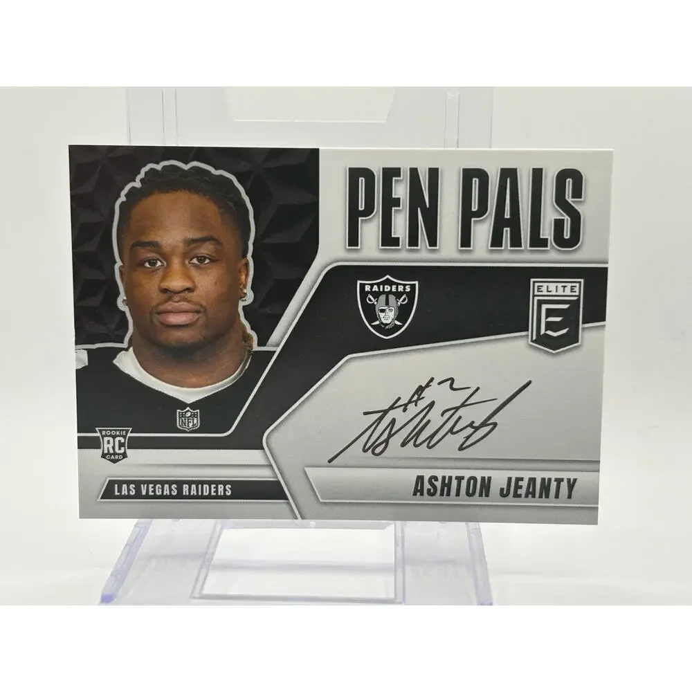 2025 Panini Donruss Elite Ashton Jeanty Rookie Pen Pals On Card Auto Raiders RC - Picture 1 of 2